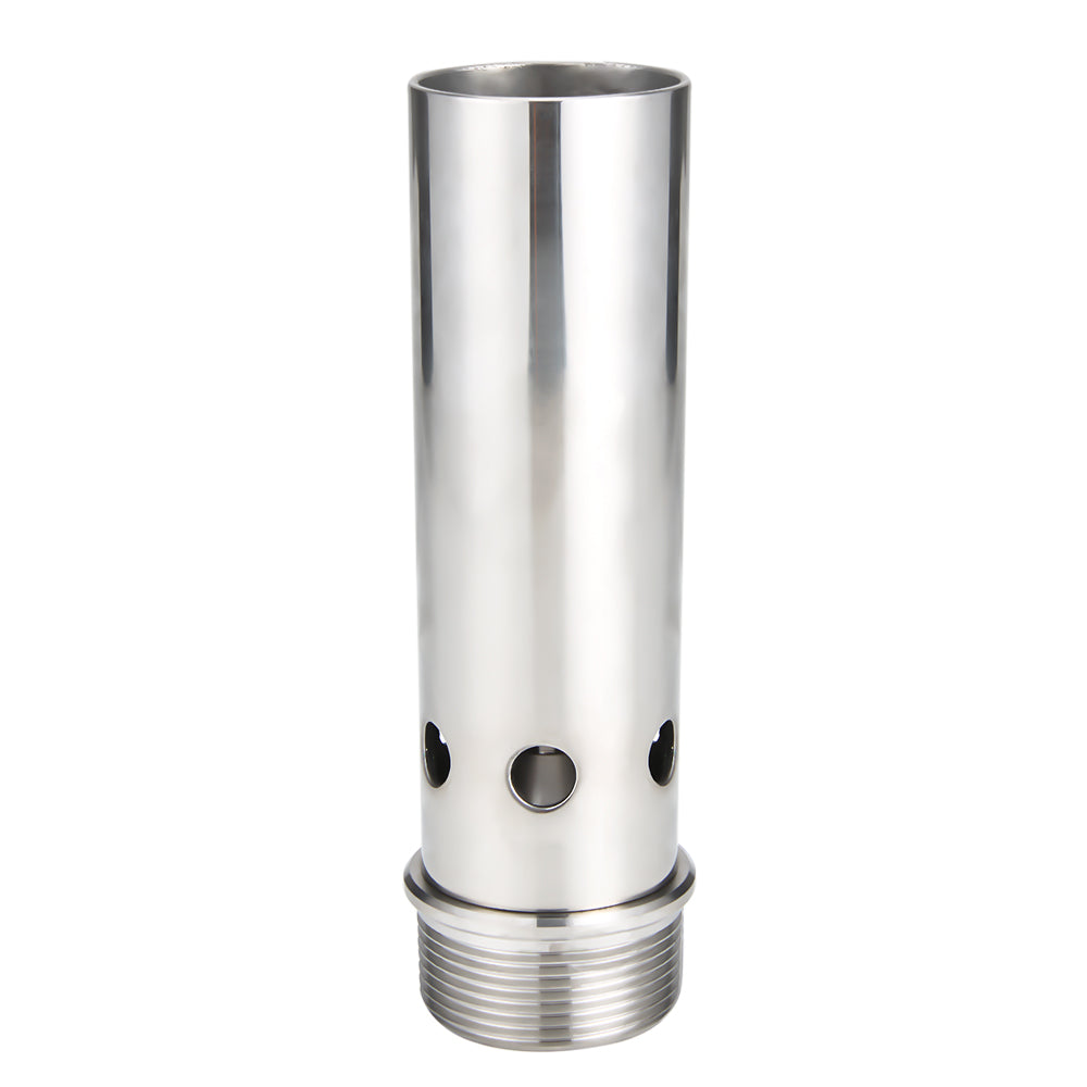 Stainless steel cylindrical component with threaded end on a white background      &ndash; HuiQi Fountain