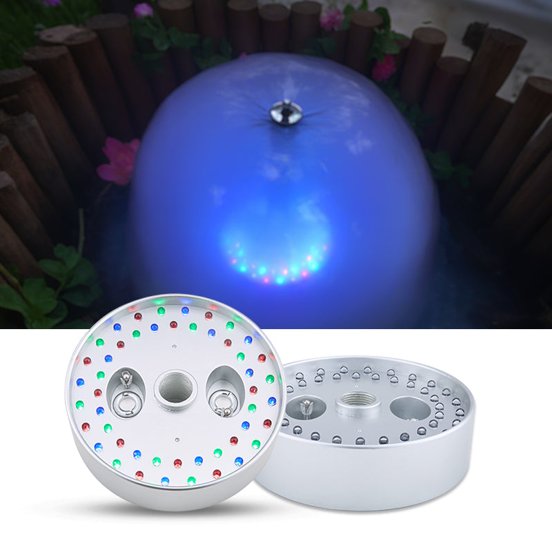 Color-changing LED light ball with two circular components on a white background. &ndash; HuiQi Fountain